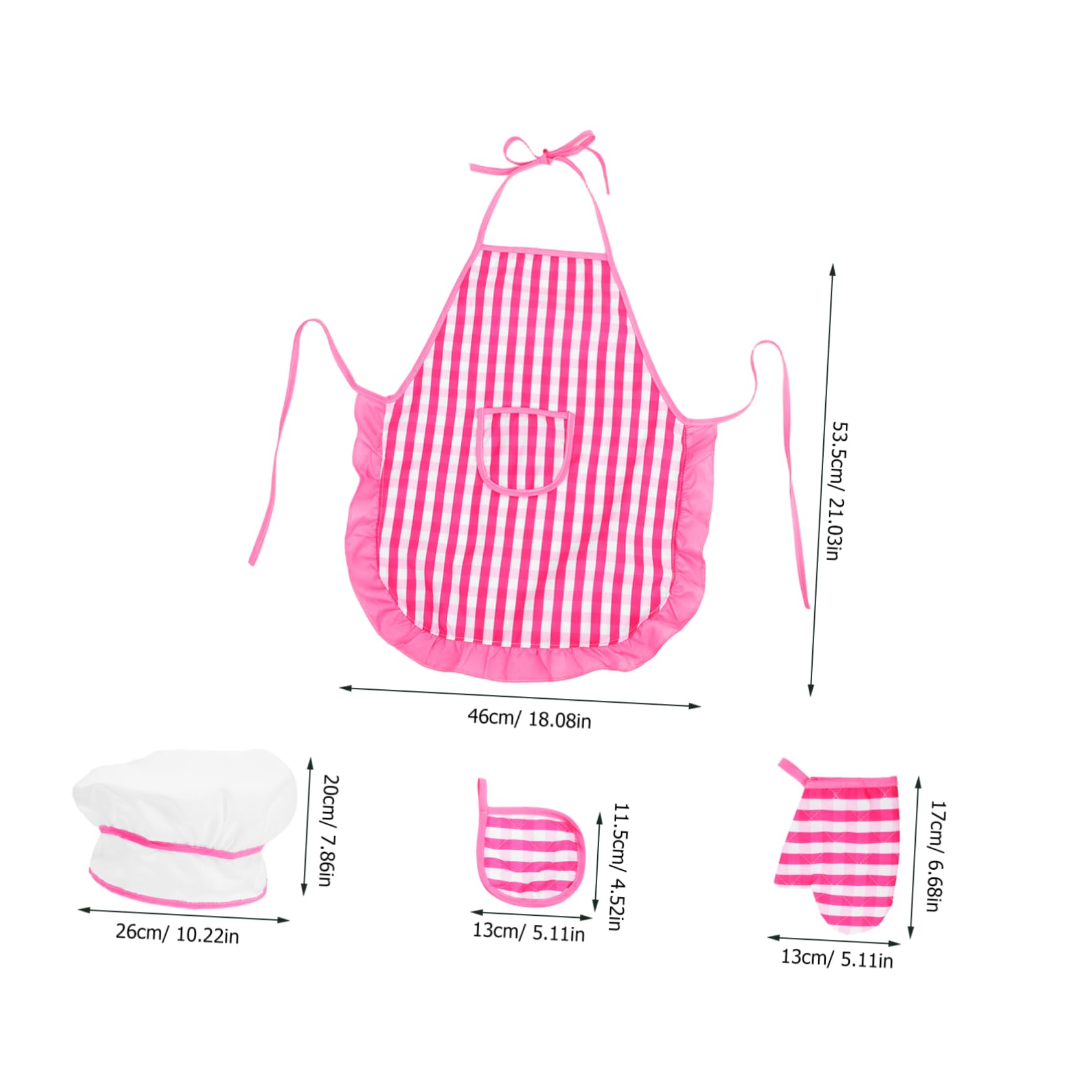 Toddmomy Boys and Girls Chef Hat Apron Set Toddler Kitchen Play Accessory Soft Fabric Red White Checkered Cooking Baking Role Set