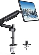 HUANUO Single Monitor Arm, Tall Computer Monitor Stand for 13–32 inch Screens Holds 4.4-19.8 lbs, Adjustable Monitor Mount Gas Spring Full Motion with C-Clamp & Grommet Base, VESA 75x75 or 100x100mm