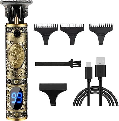 Miniatura 69 de Cortadora de pelo profesional para hombres y mujeres, inalámbrica, recargable, recortadora de pelo, kit de aseo de corte de cuerpo de metal, Cabeza