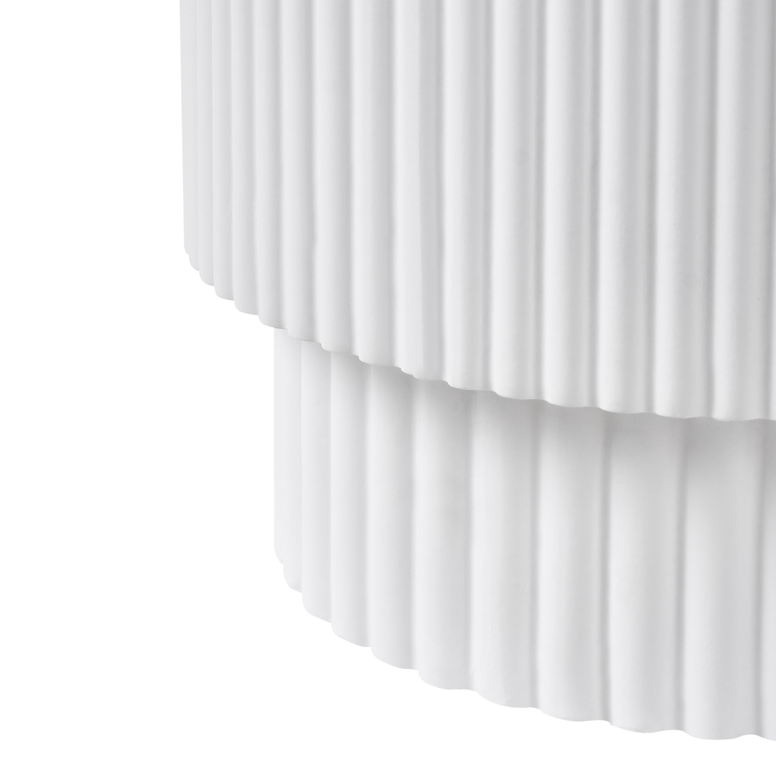 Beliani Table d'Appoint Striée Moderne MgO Ronde Résistante aux UV et aux Taches Blanche Biccari