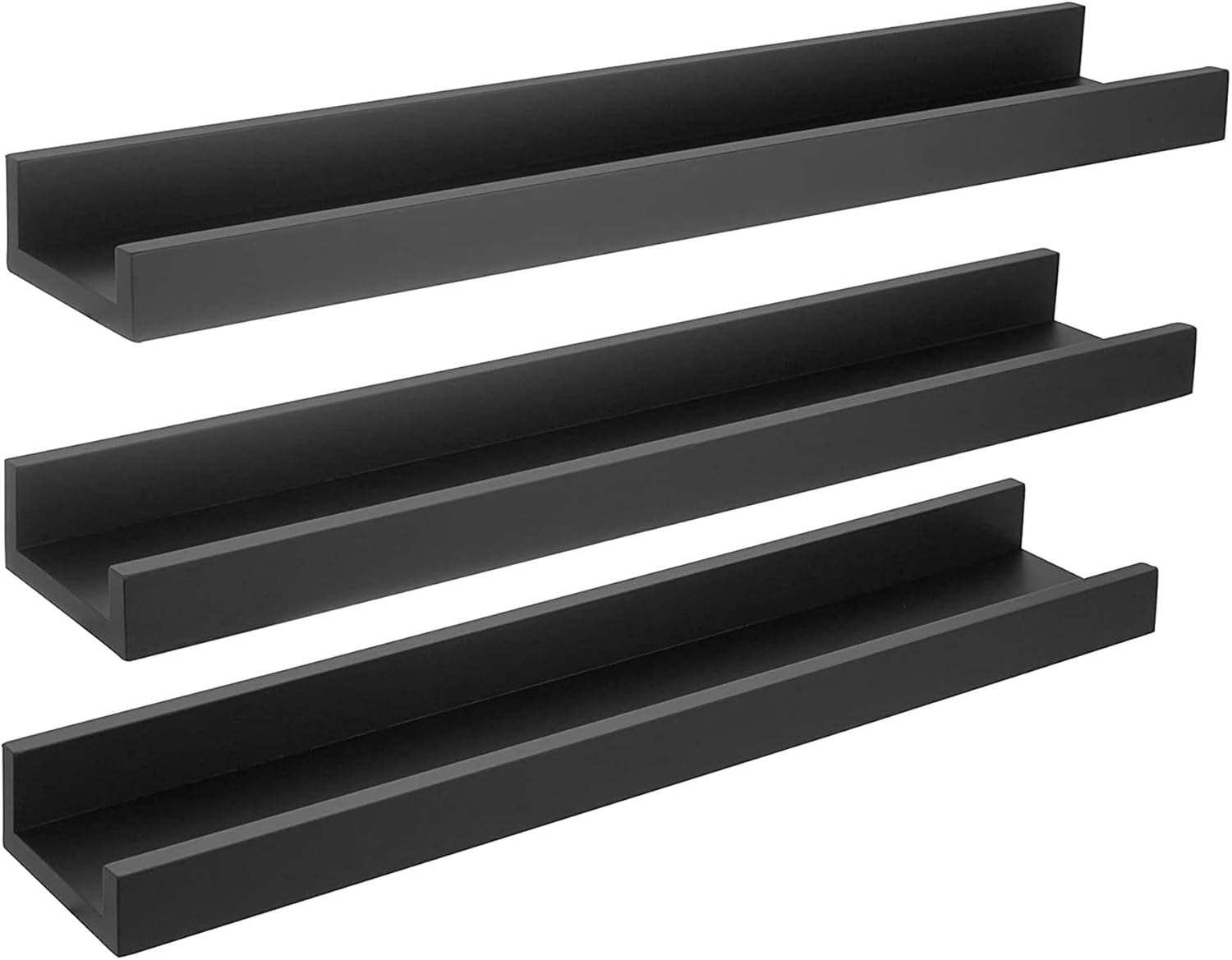 Kiera Grace Engineered Wood Floating Shelves 23", Black, 3Pcs Wall