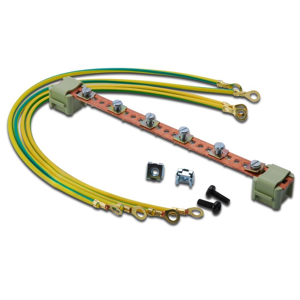 DIGITUS rail d'équipotentialité - pour armoires réseau et serveur 19 pouces - à monter sur les rails profilés - 220 mm - quatre câbles de mise à la terre inclus