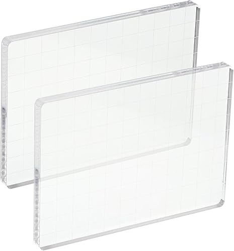 Miniatura 14 de PATIKIL Bloque de sello acrílico de 5 x 3.5 pulgadas, bloque de estampado transparente con líneas de cuadrícula, bloques de montaje decorativos