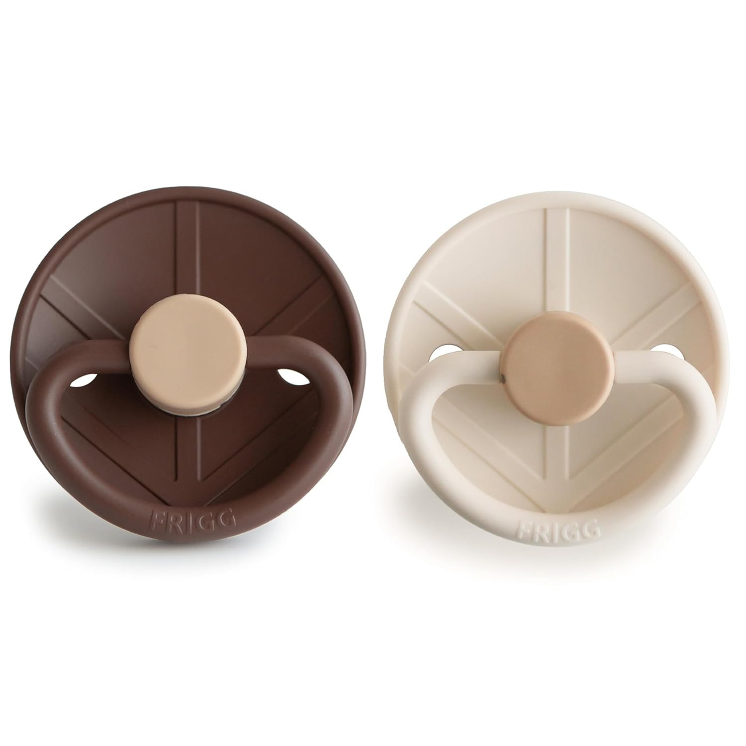 FRIGG Little Viking SilkySoft Silicone Baby Pacifier 2-Pack | Made in Denmark | BPA-Free (Cocoa/Cream, 6-18 Months)