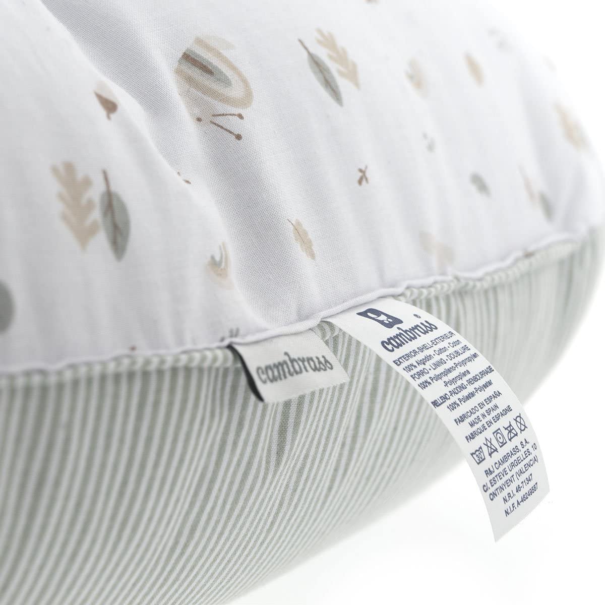 Cambrass -cuscino per i primi mesi del bambino-cuscino allattamento che fornisce comfort e supporto al bambino -Greeny verde 53x45x10 cm