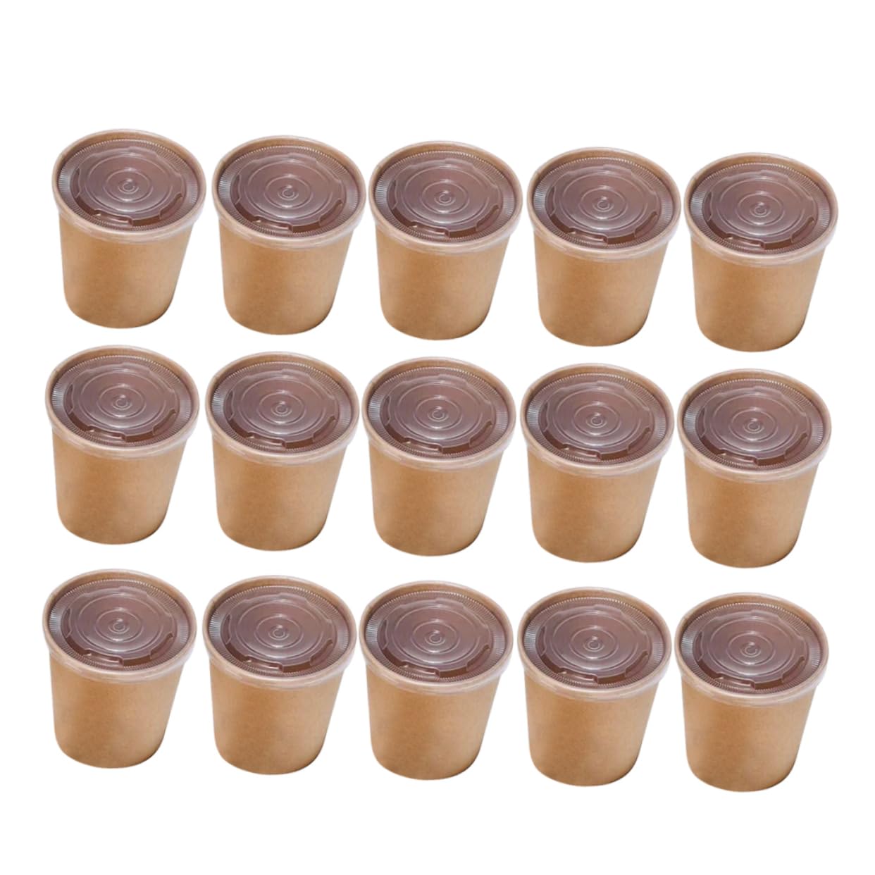 Healvian 50pezzi Bicchieri Di Carta Kraft Per Zuppa Da Anti-olio Con Coperchi in Pp Per Da Asporto e Dessert Surgelati