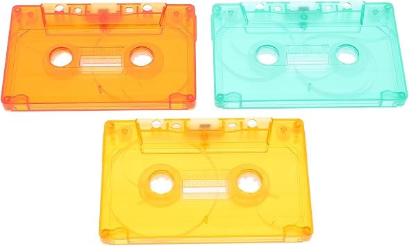 TOYZFRIENDY Blank Cassette Tapes Wall Decor Plastic Material for DIY Creativity and Colourful Decoration in Retro Style 3pcs for Retro Party Backdrop and Home Wall Art
