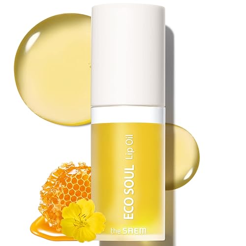 THESAEM Eco Soul Lip Oil 01 Honey - Aceite labial voluminoso e hidratante para nutrir e hidratar los labios, aceite de semillas de girasol y aceite