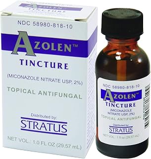 Azolen Tincture, Miconazole Nitrate 2% Liquid, Topical Skin Solution for Athlete's Foot, Itching, Cracking, Burning, Redness, and More, 1 fl oz