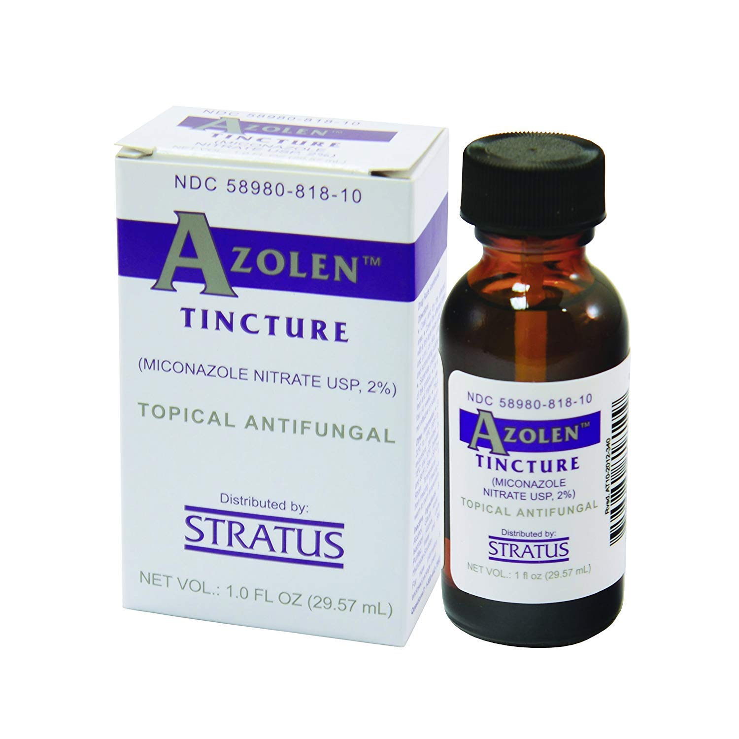 Azolen Tincture, Miconazole Nitrate 2% Liquid, Topical Skin Solution for Athlete's Foot, Itching, Cracking, Burning, Redness, and More, 1 fl oz