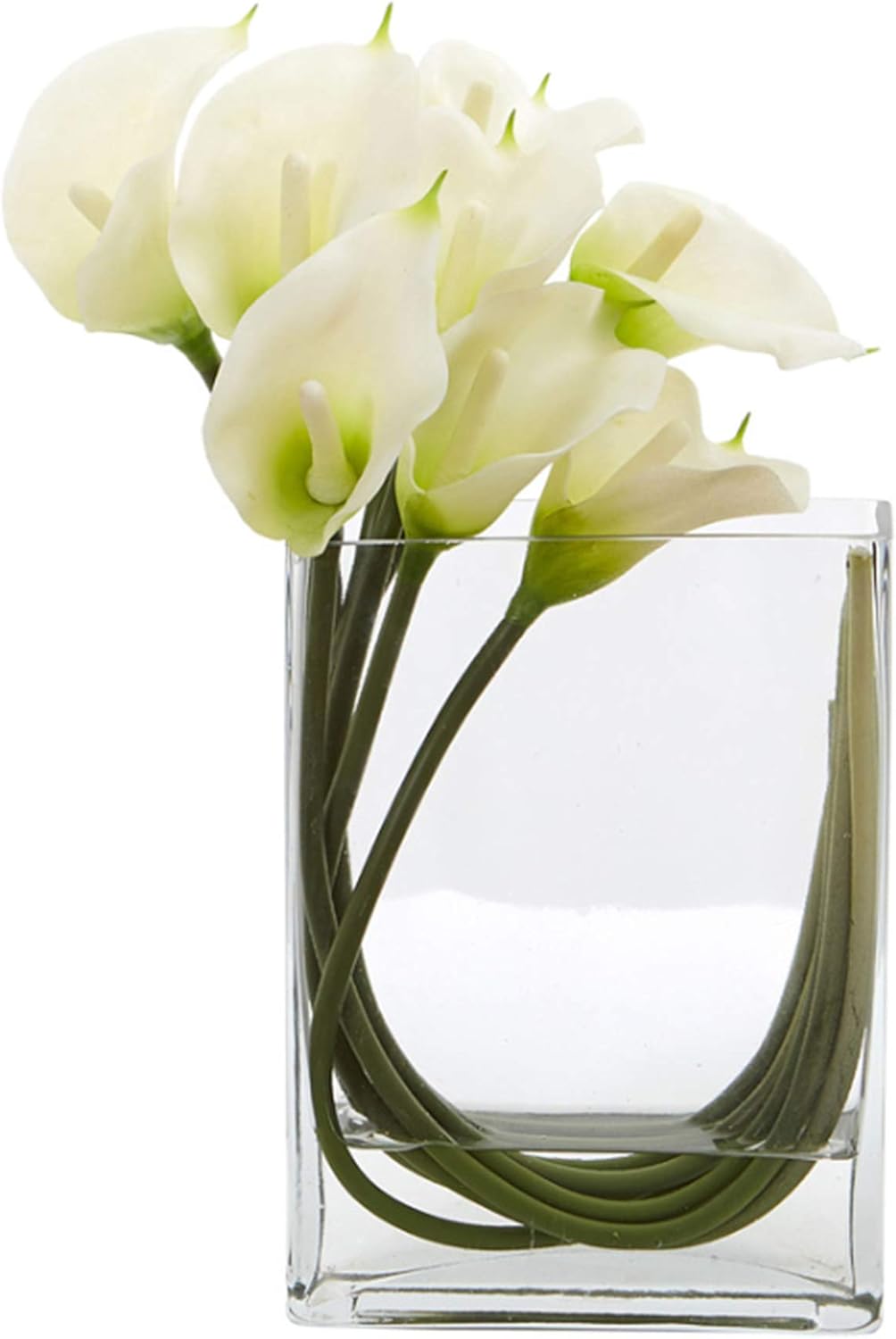 WGVI WGV Rectangle Block Vase, Length 6", Width 4", Height 8", Clear Floral Glass Container Candle Holder Wedding Party Event, Home Office Decor, 1 Piece