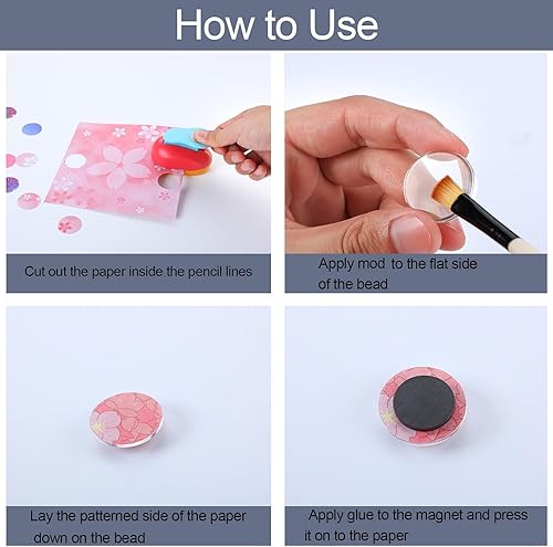 Miniatura 4 de Colzzy Kit de 41 imanes redondos de vidrio transparente para nevera, incluye perforadores de papel de 1 pulgada para manualidades decorativas,