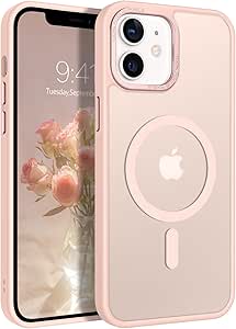 BENTOBEN for iPhone 12 Case, for iPhone 12 Pro Case,[Compatible with MagSafe] Slim Translucent Matte Magnetic Shockproof Protective Anti Slip Women Men Cover Case for iPhone 12/12 Pro, Pink