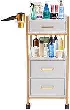 Hairdressing Trolley with 3 Drawers and 2 Levels, Rolling Storage Trolley for Barber Shop, Gold and Black, 36 x 32 x 87 cm (Gold and White)