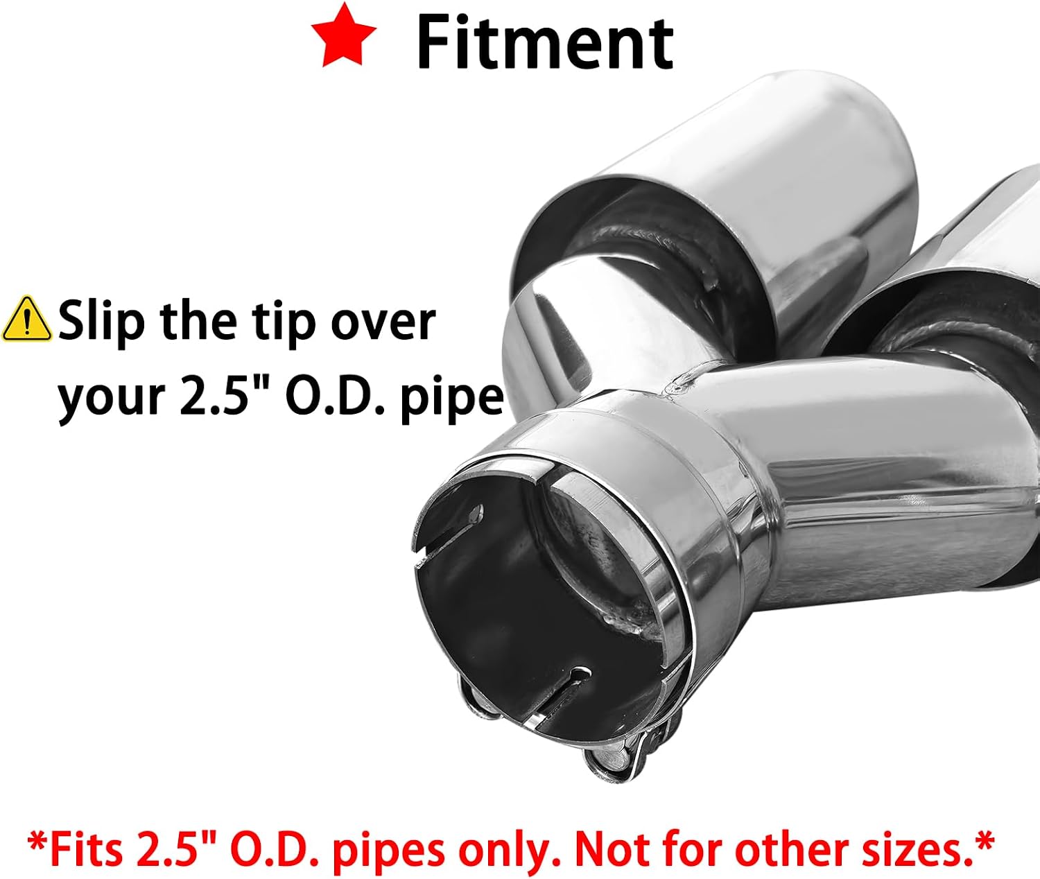 Set of 2 Stainless Steel Dual Exhaust Tips 2.5" Inlet to 3.5" Outlet Universal Tailpipe