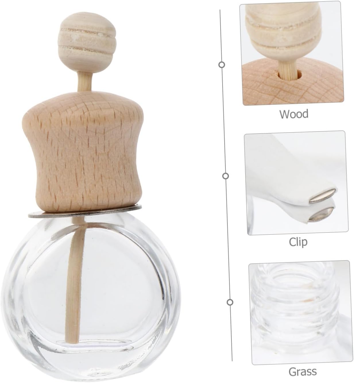 Cabilock 24pcs Diffuser Bottles Wooden Lid for Car Decoration Compact Containers to Air and Relieve Fatigue Vehicles