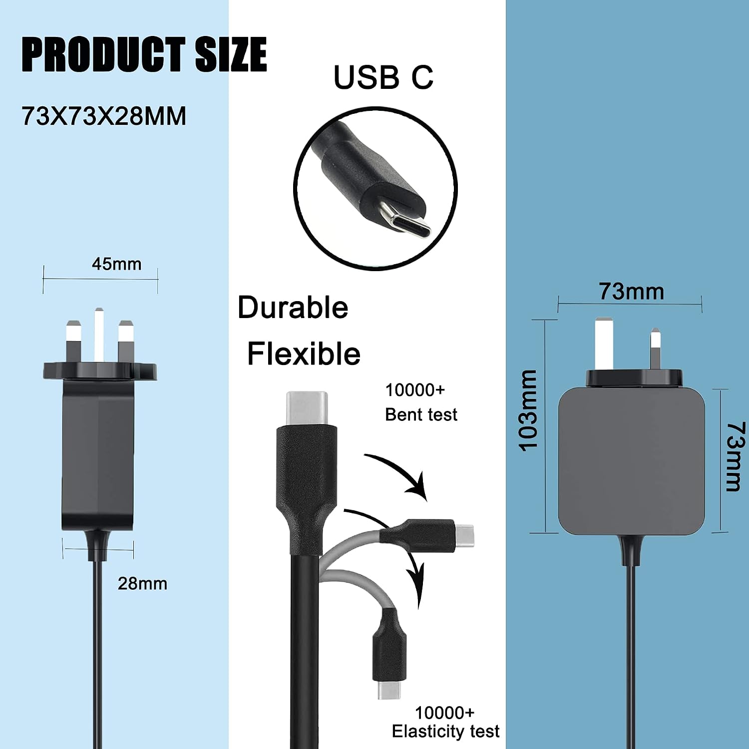 BIUBOTY 65W USB C Charger Chromebook Charger Compatible with Acer Asus Dell HP Lenovo Samsung Chromebook Asus Zenbook HP Spectre X360 Lenovo Thinkpad Macbook Samsung Laptop Power Adapter Type USB-C - Image 5