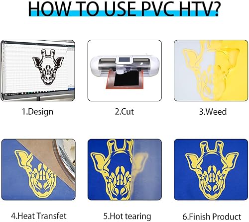 Miniatura 5 de guangyintong Rollos de vinilo de transferencia de calor, vinilo HTV de 12 pulgadas x 25 pies para camisas, vinilo amarillo para planchar para todas
