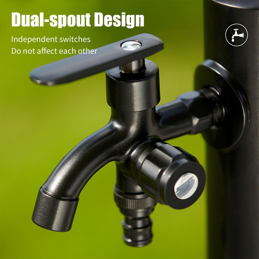 Columna de Agua Vertical cilíndrica de 60 cm para jardín con Grifo - Grifo para Manguera anticongelante Exterior - Hidrante Decorativo de Suelo para Patio, terraza y césp