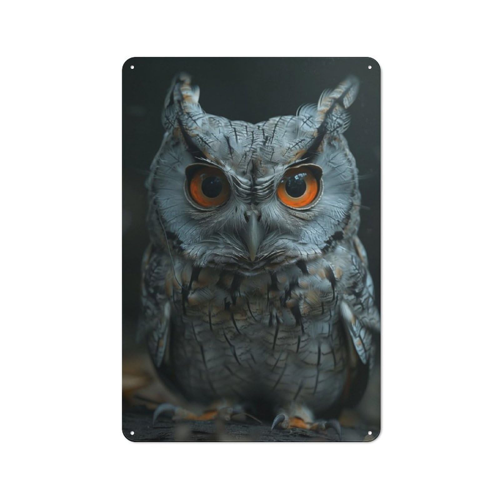 Junmoney Owl Rustic Tin Sign 30X20cm For Café Or Restaurant, A Decorative Christmas Gift For Hospitality Interior Collectors