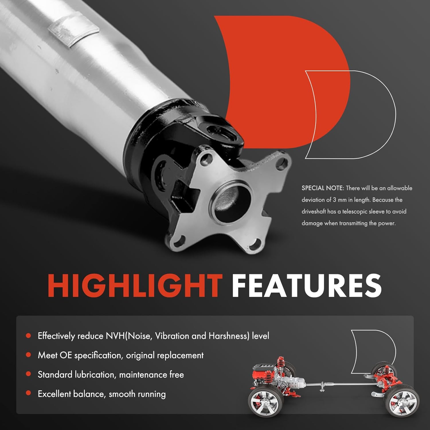 A-Premium Rear Drive Shaft Driveshaft Assembly Compatible with Toyota Tundra 2007-2021, 5.7L, RWD, Complete Prop Shaft