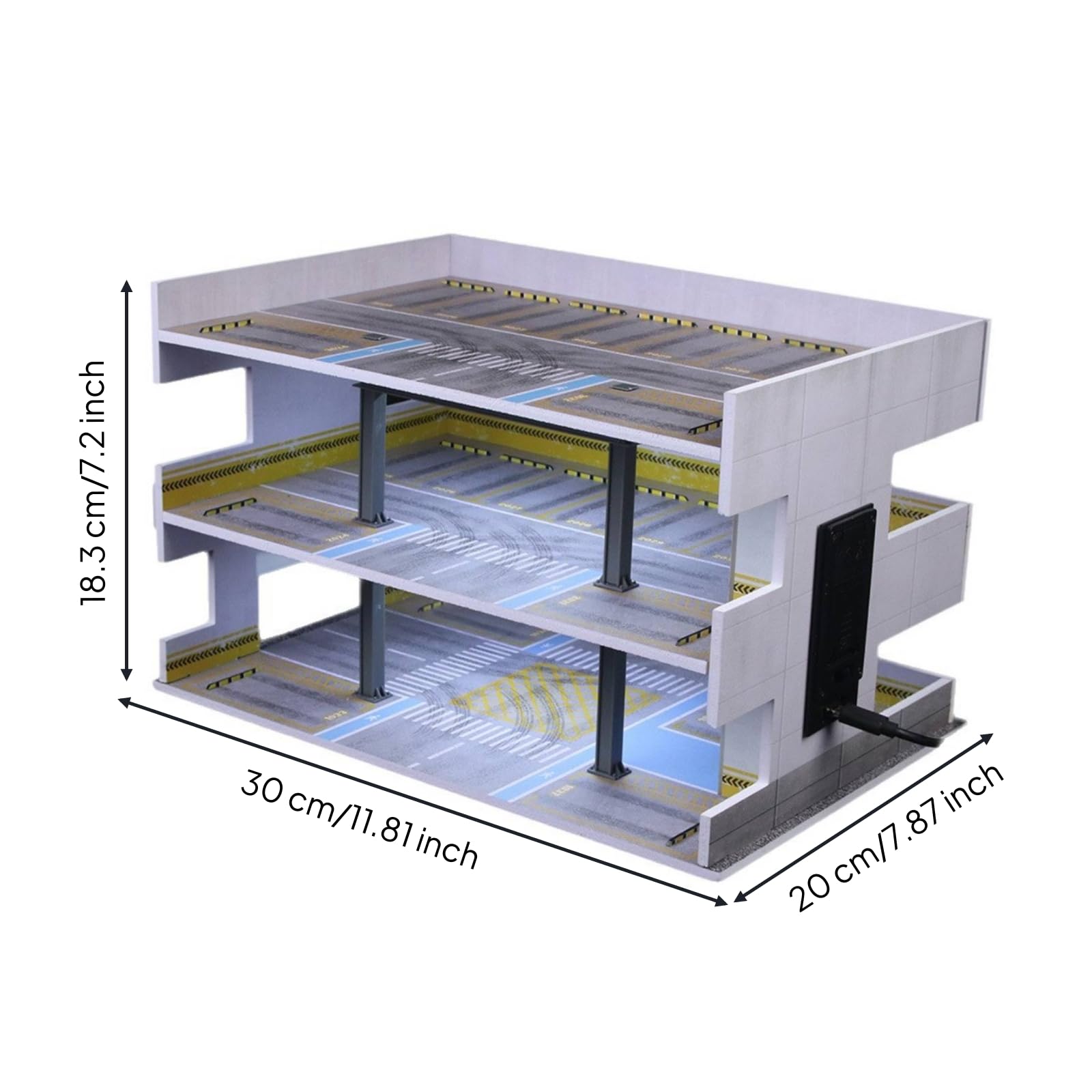 Diorama Garage 1:64 Bays Aperti Autorimessa Multipiano Porta USB-C Plastico