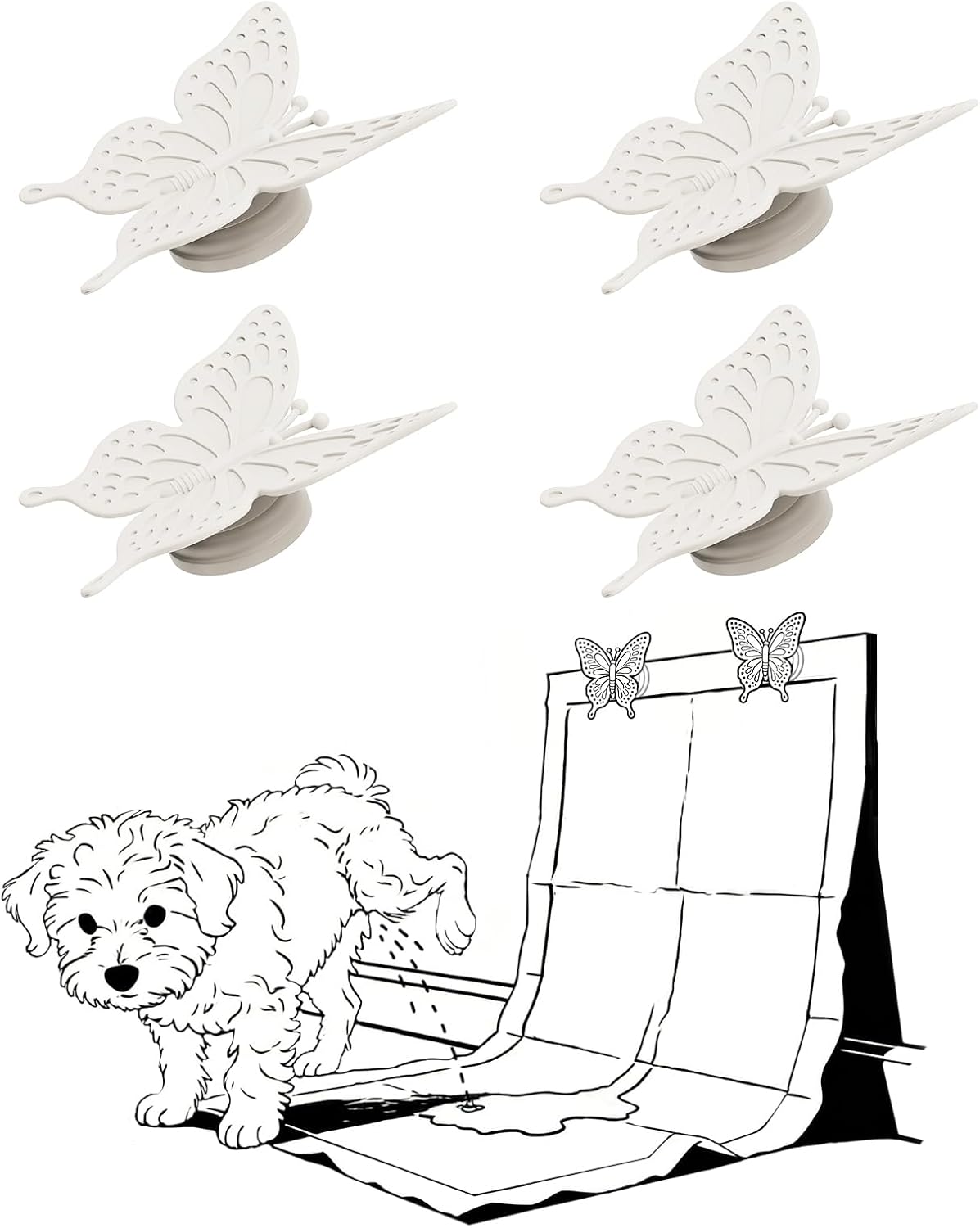 Dog Wall Pee Pad Holder Self-Adhesive Wall Mount Clip 4 PCS