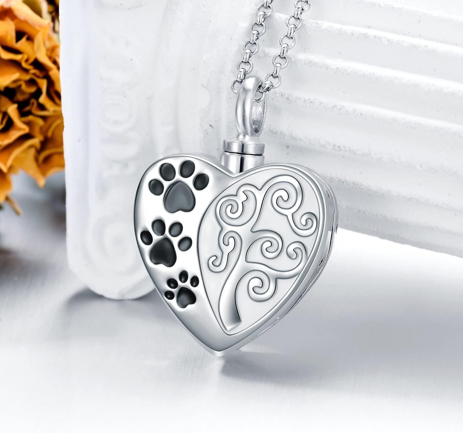 Dog Paw Prints/Skull/Owl/Red Cardinal Urn Necklaces for Pet Human Ashes 925 Sterling Silver Keepsake Memory Cremation Jewelry for Women
