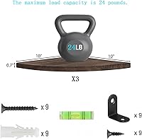 Vista 3 de Estantes Joiishom 3, rústicos de madera para esquina de pared, 10x10x0.7 pulgadas, capacidad de 42 libras