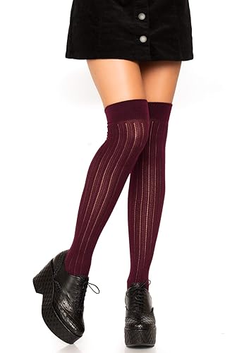 Leg Avenue Women's Spandex Rib Knit Over The Knee Socks - Burgundy