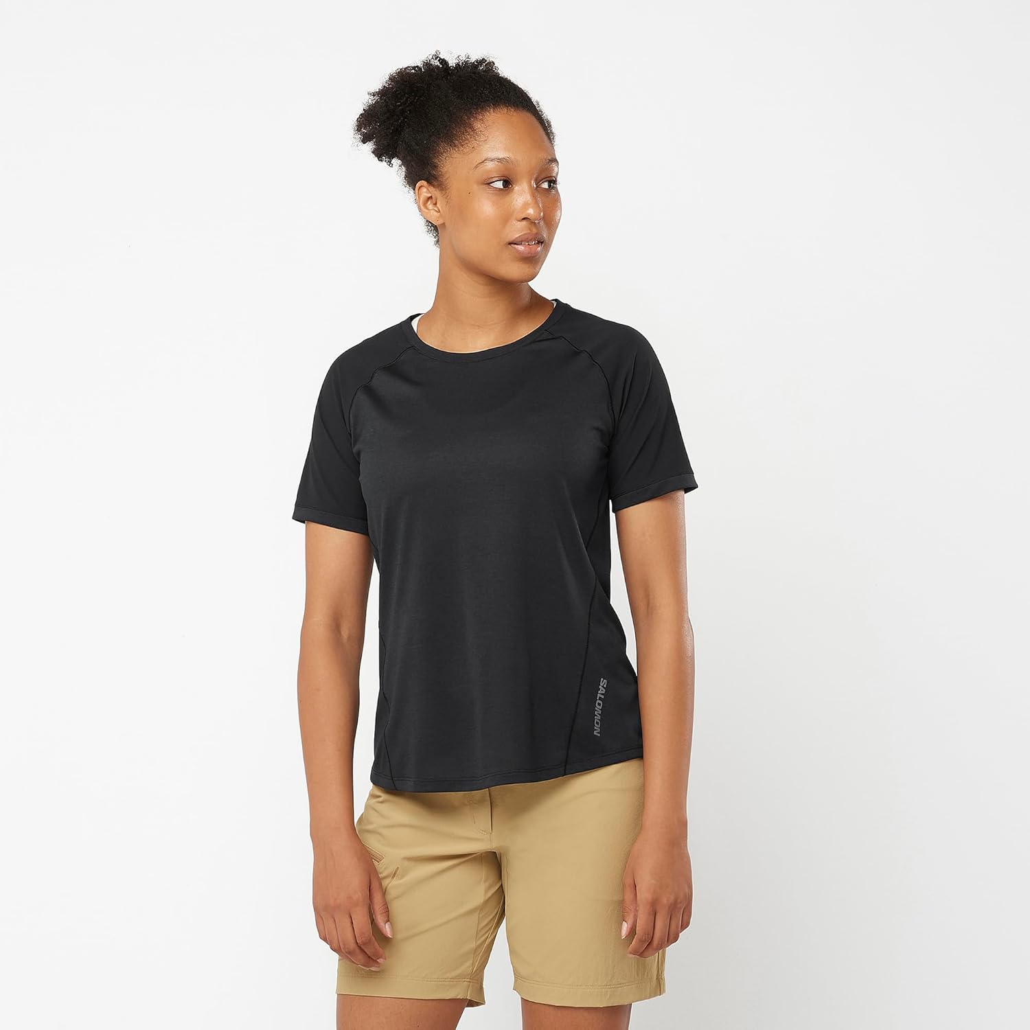 Salomon Women's Outline Outdoor Short Sleeve T-Shirt, DEEP Black, XL