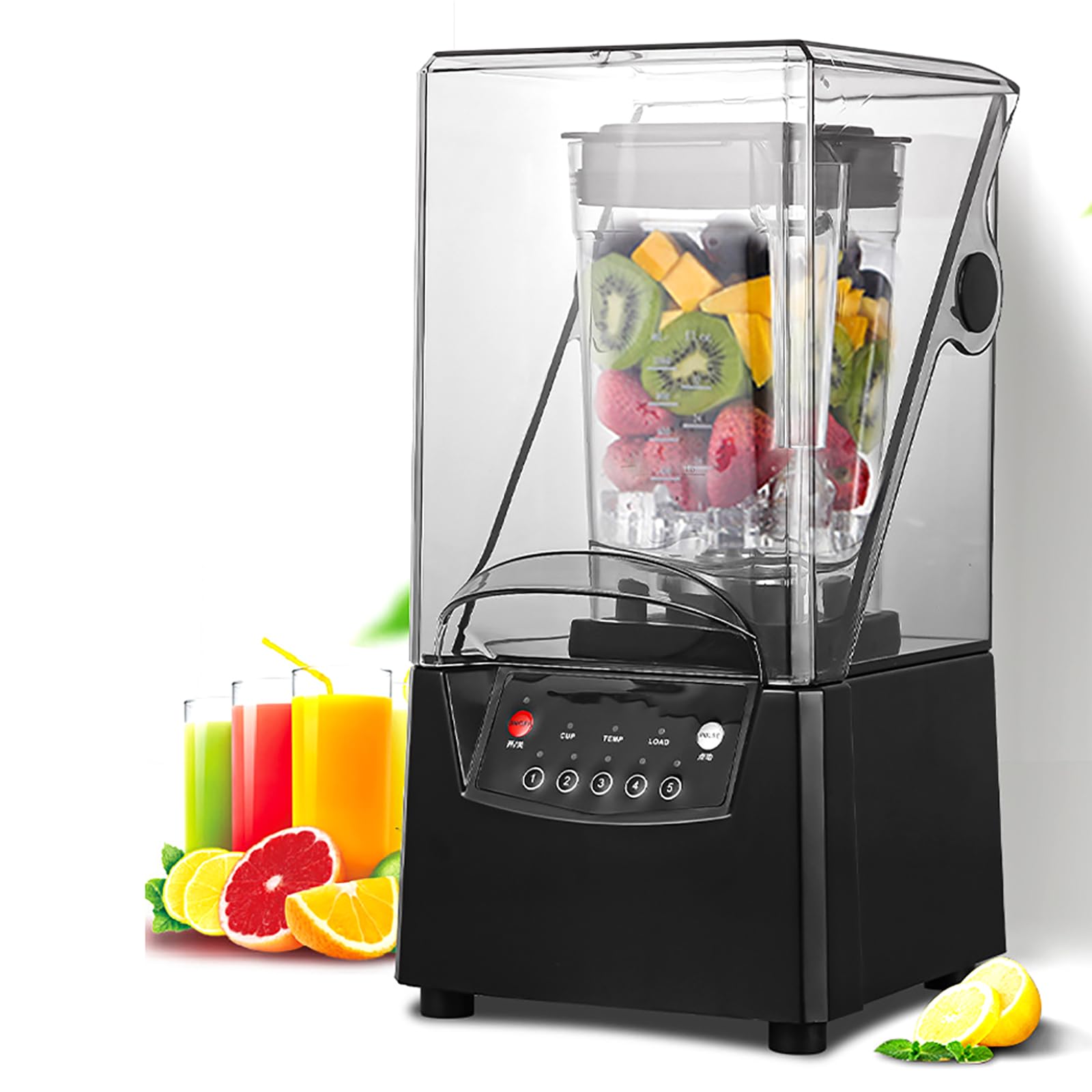 Frullatore portatile per frullati a mano, 2 l con 5 preset, 17000 giri/min, macchina da cucina silenziosa a parete rotta, frullatore mixer con bicchiere, ideale per frullati e frutta