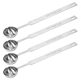 4 Pcs Teaspoons Measuring Spoon, 5 Gram Scoop, Stainless Steel Measuring Spoons, 1 Tsp (5 mL, 5 cc, 1/6 oz, 1/3 Tablespoon), Dishwasher Safe, Metal Measurings Spoons for Cooking & Baking
