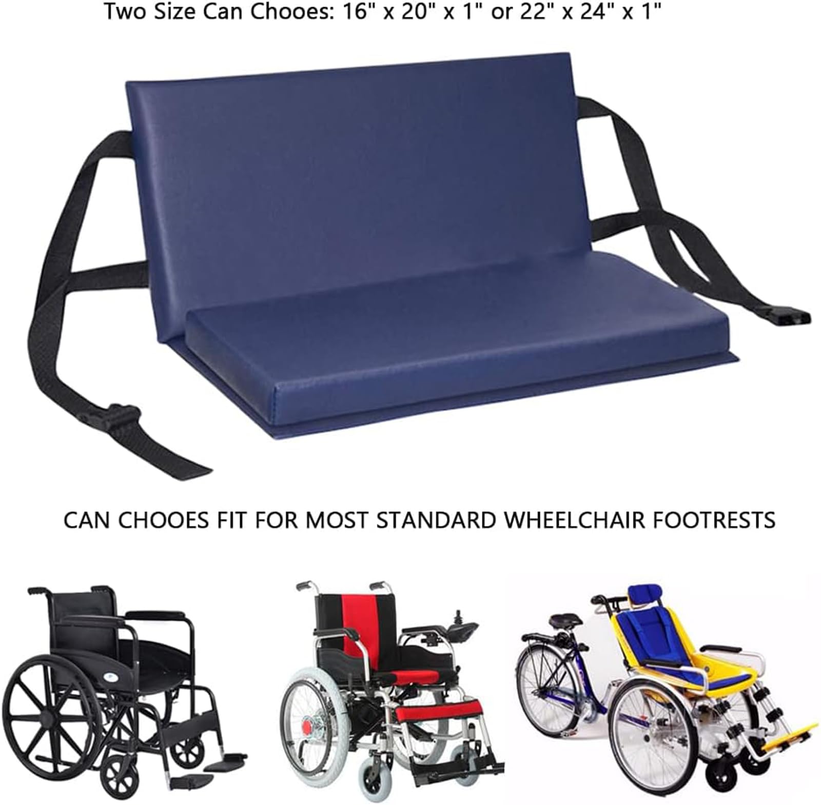 Extensor de reposapiés para silla de ruedas, protector de cojín para piernas con correa de liberación rápida, fácil instalación, 20 x 16 pulgadas