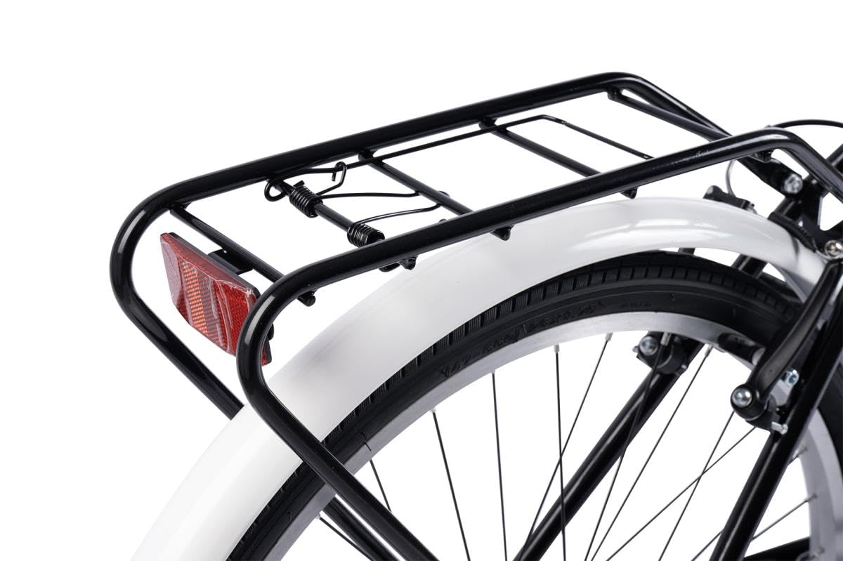 Bicicletta da città da 26 pollici, per uomo e donna, 150-165 cm, deragliatore a 21 marce, freno a V, bici da trekking con portapacchi e parafanghi, sicurezza STVZO, portata 120 kg, 95% premontato