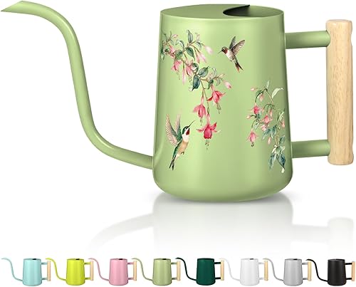 Miniatura 21 de Regadera para plantas, regadera de metal de 35 onzas, de acero inoxidable para plantas de interior con pico curvo largo, pequeño bonsái, jardín al