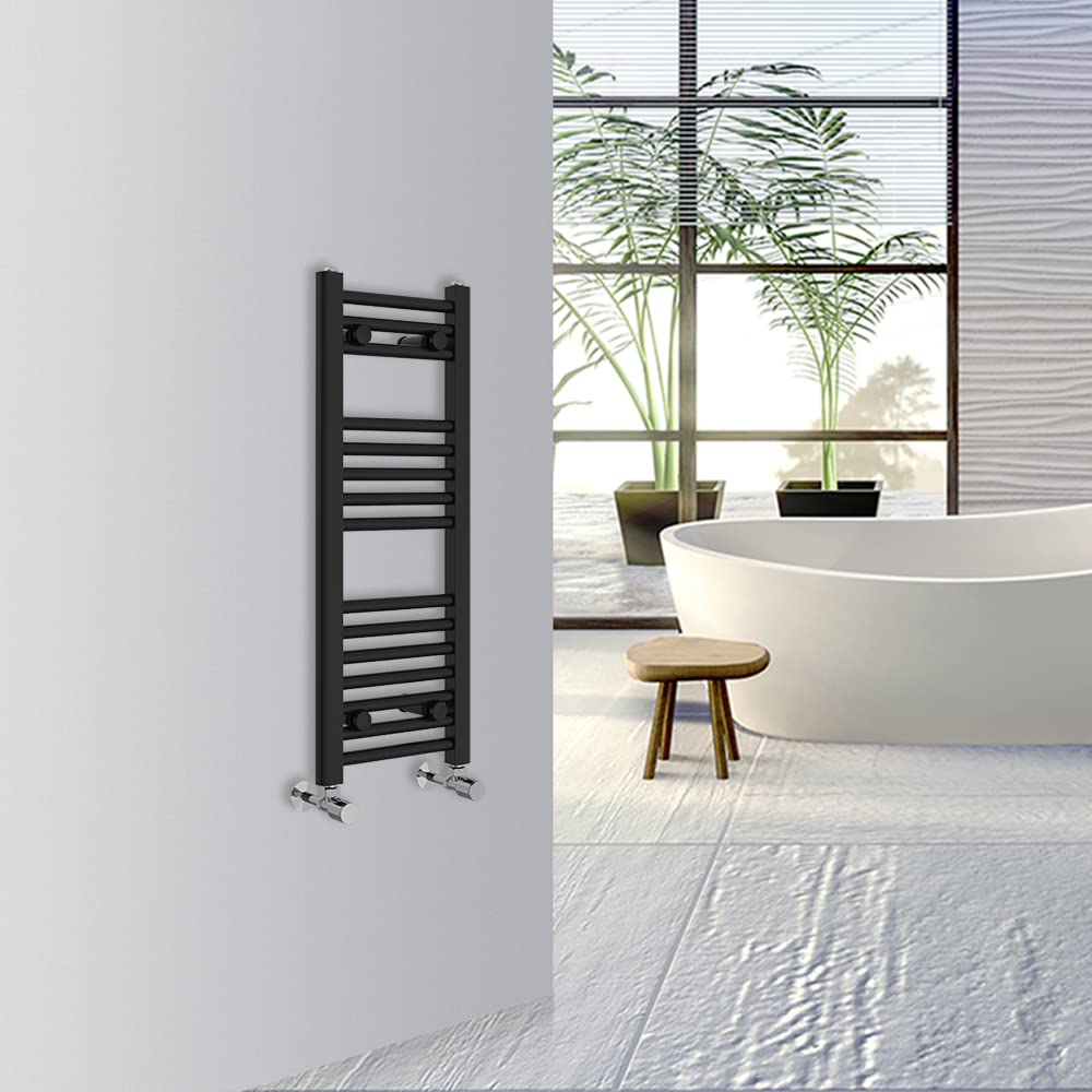 Warmehaus Straight Bathroom Heated Towel Rail Warmer 800x300mm Black