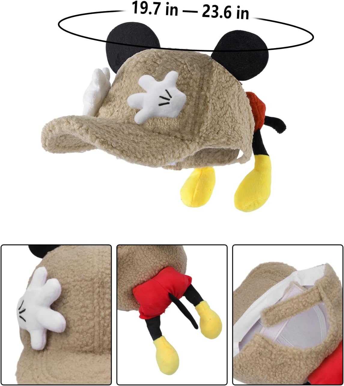 Cartoon 3D Mouse Ears Legs Baseball Hat Plush Peaked Cap