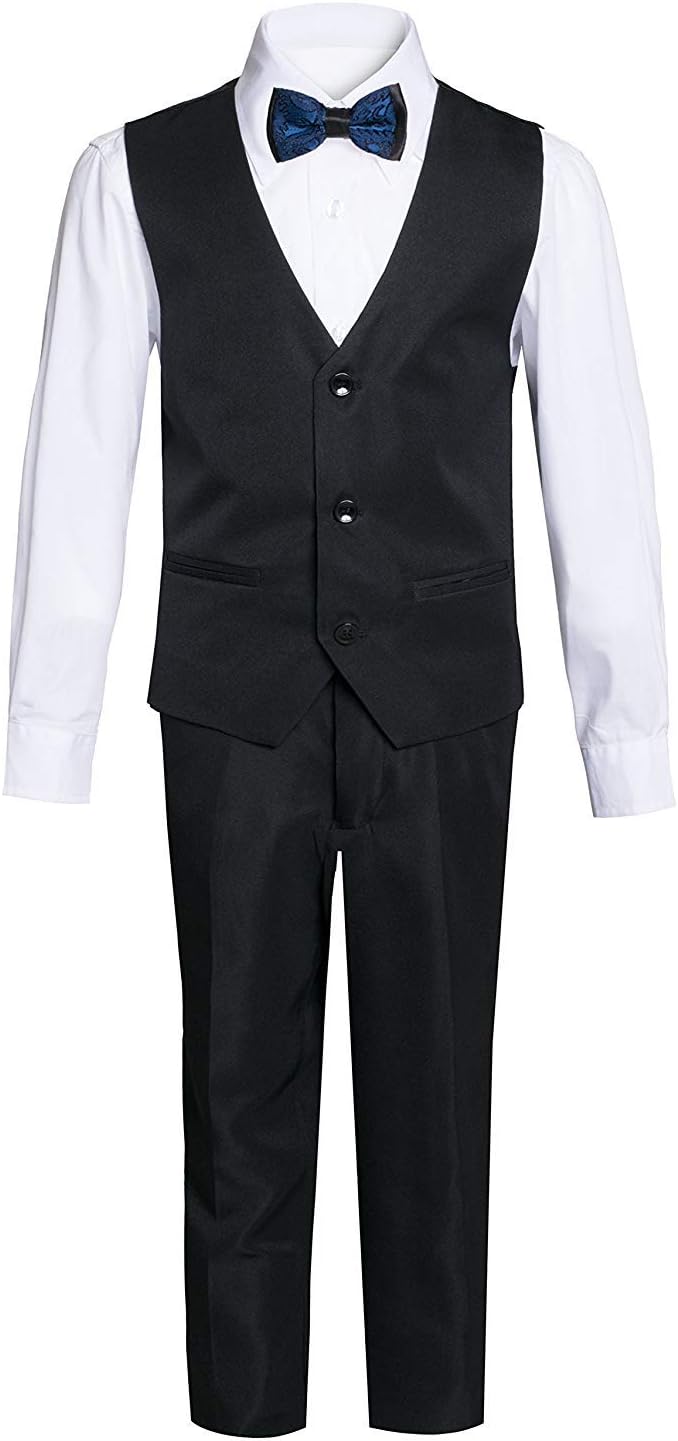 Boys Premium Paisley Patterned Shawl Lapel Tuxedos - Many Colors, Blue, Size 6