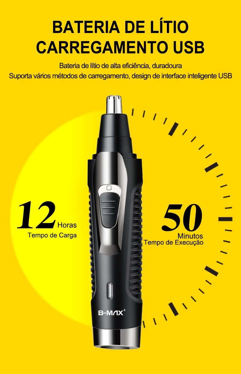 Kit 2 em 1Aparador de pelos Nariz Orelha Máquina Cortar Pelos BMAX BM-C038