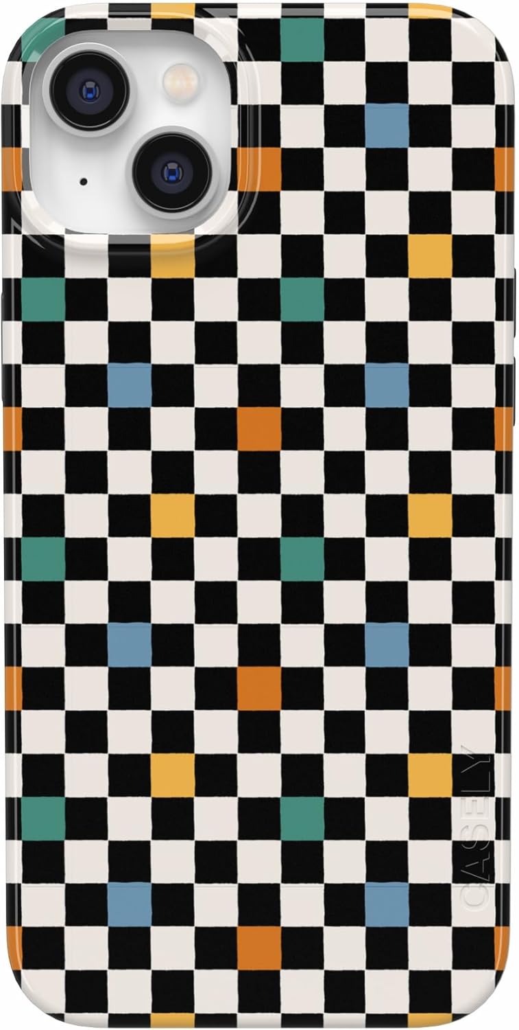 Casely iPhone 14 Plus Case | Old Skool | Retro Checkerboard | Compatible with MagSafe | Classic Ultra Slim Design