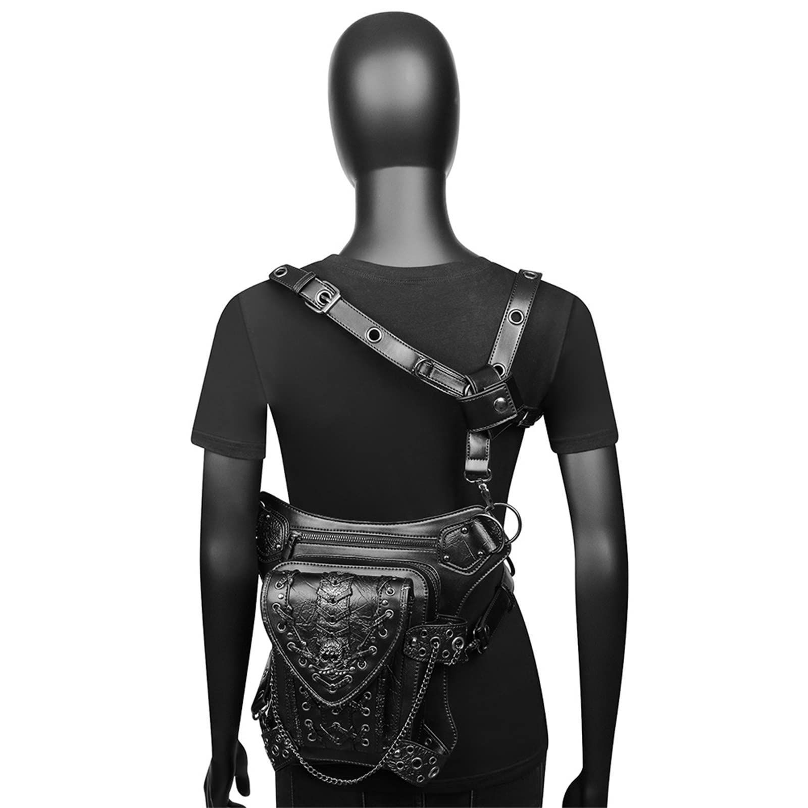 Sac de Taille Punk Vélo de Plein air Cyclisme Randonnée Pochette Épaule Sac à bandoulière pour Le Cyclisme Randonnée