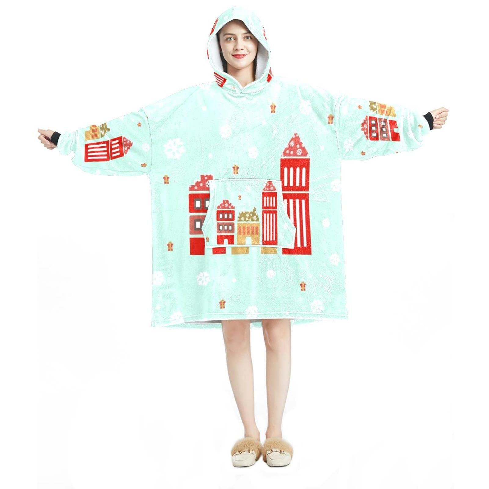 Sweat à capuche surdimensionné en flanelle sherpa idée cadeau hiver adulte