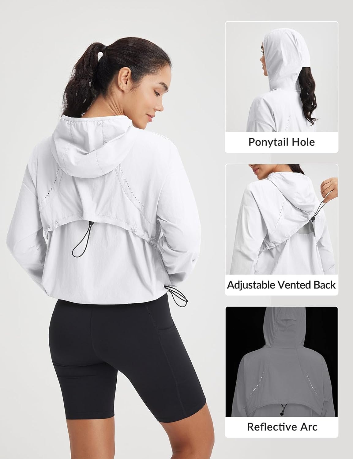 baleaf Women's Sun Jackets Lightweight Packable Long Sleeve Hoodie Zip Up UPF 50+ Crop Shirts Water Resistant Tops Workout - Image 5