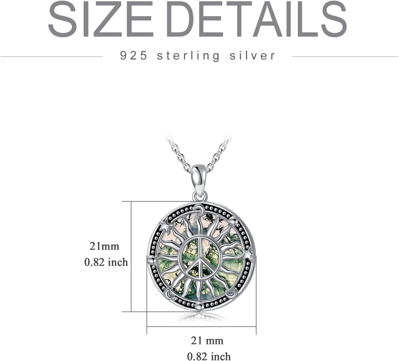Peace Sign Necklace for Women 925 Sterling Silver Sun Pendant Peace Symbol Jewelry for Birthday Christmas - Image 4