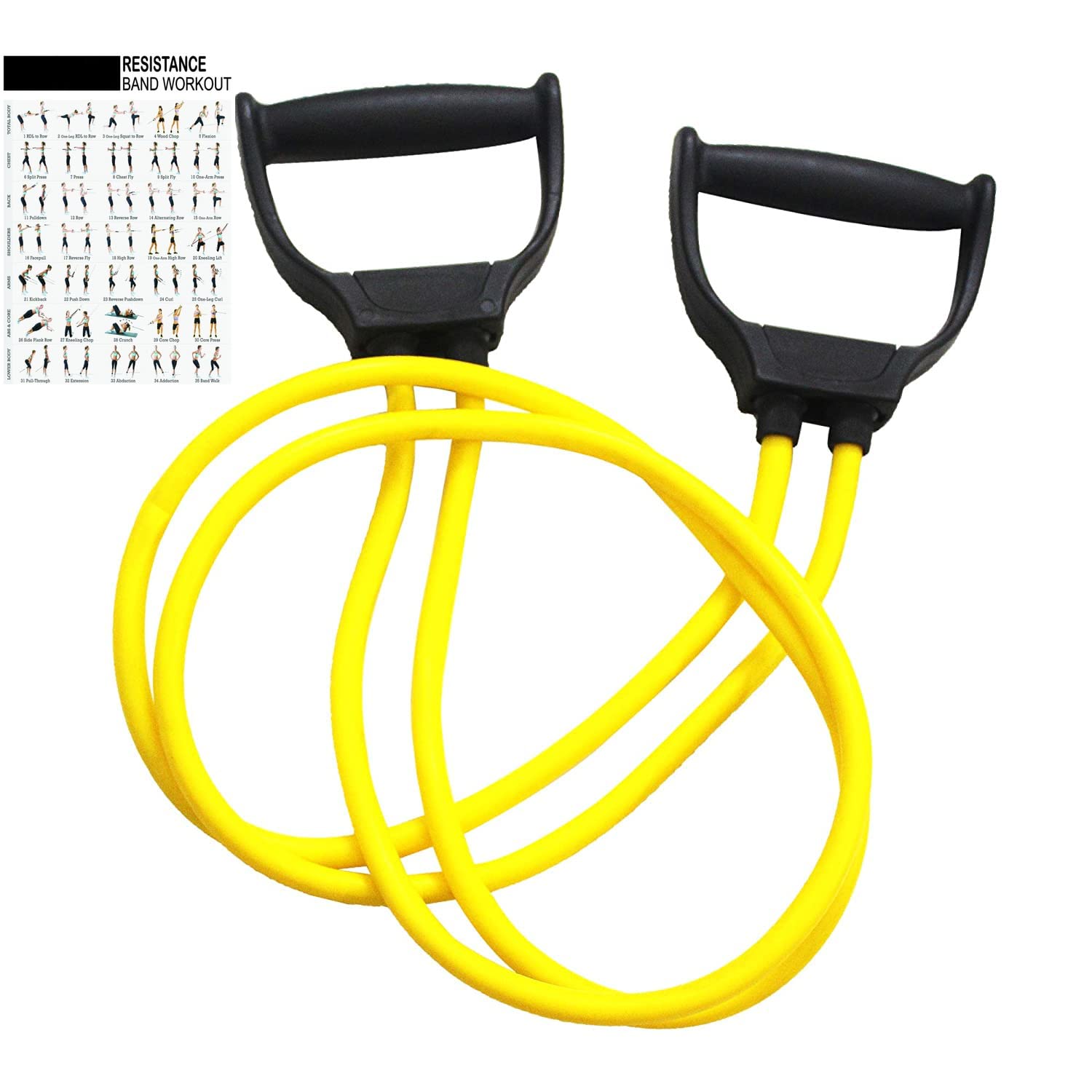 DEE SONS Double Tube Pull Rope Elastic Rubber Exercise Band for Stretching, Workout, Home Gym and Toning with Heavy Quality D Shaped Handles Yellow (B0B35X4377) Amazon Price History, Amazon Price Tracker