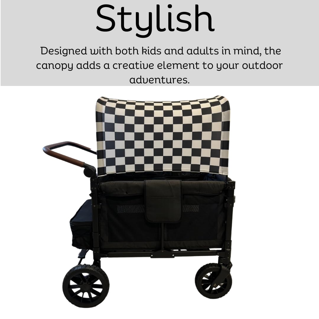 Wagon Canopy (Black & White Checker, 2 Seater)