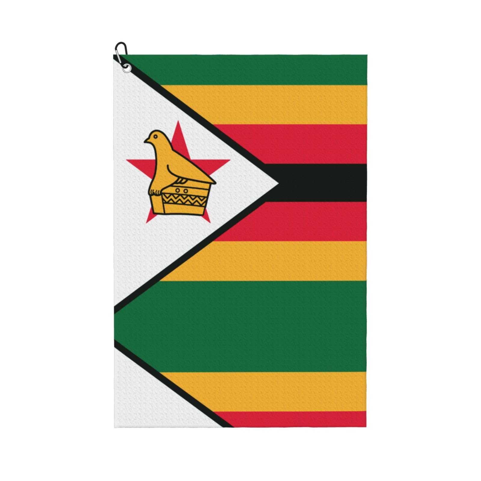 peiyeety Zimbabwe Flag Microfiber Golf Towel with Carabiner Clip, 16x24 Inch Absorbent Waffle Weave Towel for Golf Bags