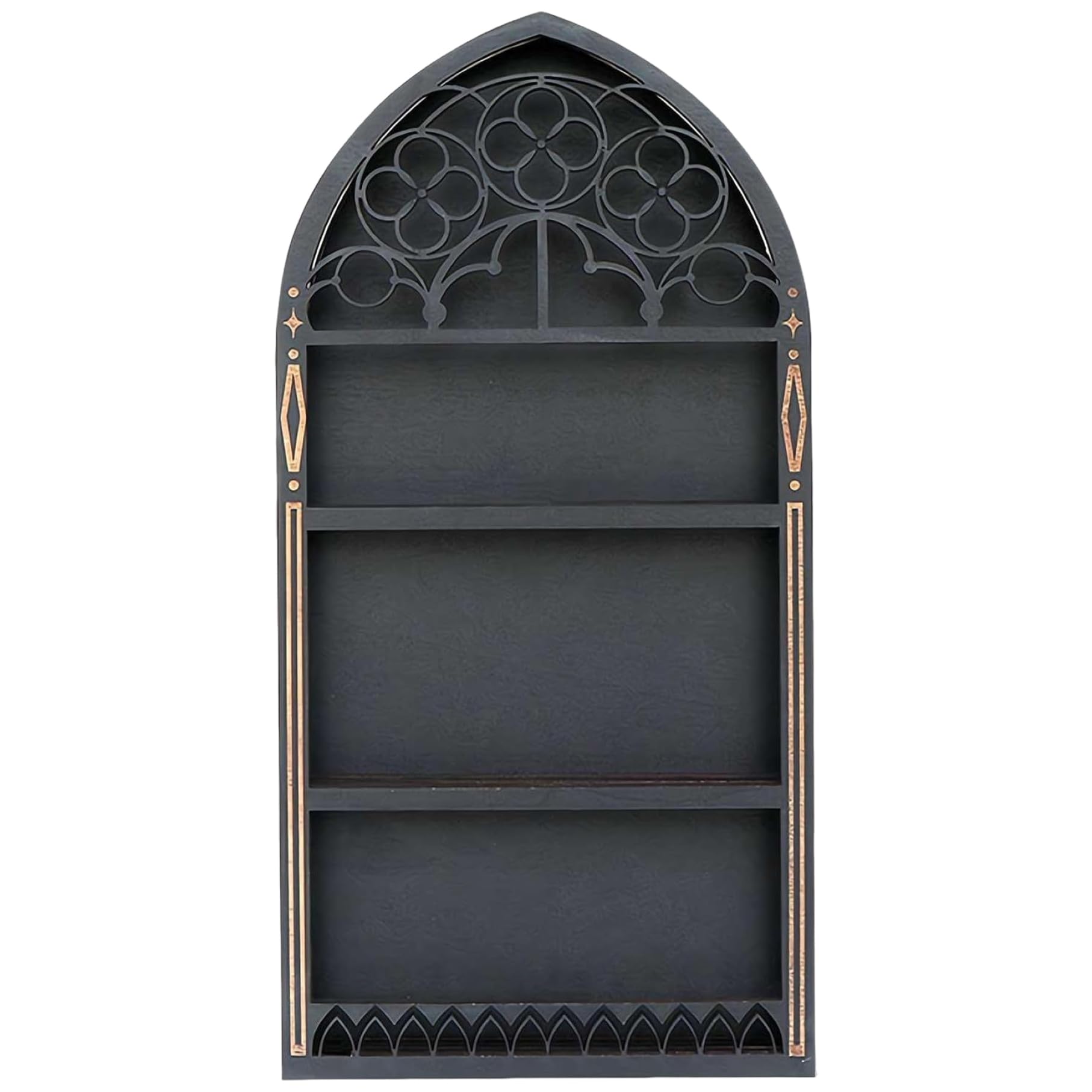 Gcroet Crystal Shelf Display for Wall, Wooden Gothic Crystal Shelf, Black Floating Shelves Old Church Window 15.7x7.8 Essential Oil Display Trinket for for Room, ..
