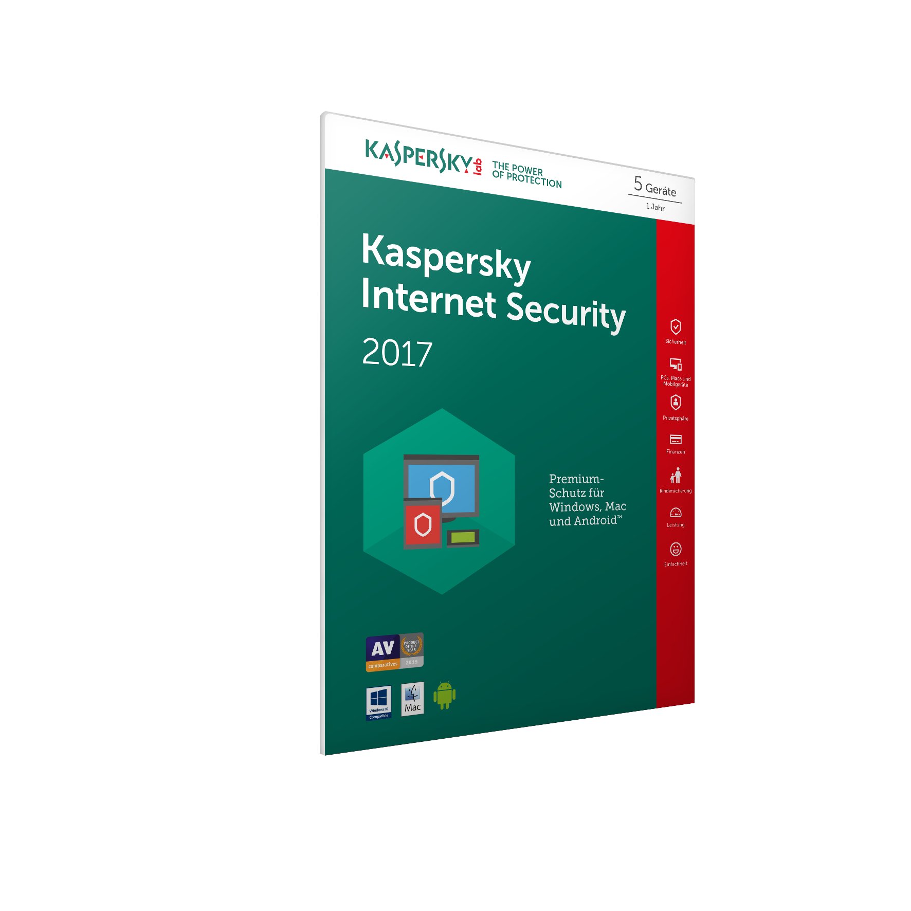 Kaspersky Internet Security 2017 | 5 Geräte | 1 Jahr | PC/Mac/Android | Download